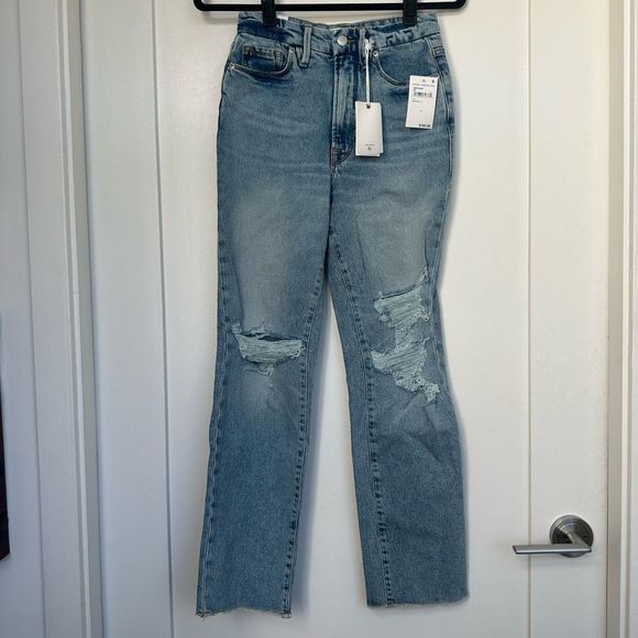 NWT Good American Good Boy High Waist Boyfriend Jeans in Indigo117, Size 2/26 - Picture 4 of 7